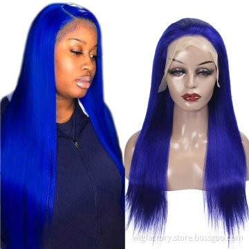 cheap human hair wigs wholesale 10 a grade,wholesale price human wigs 100% human hair cuticle aligned,blue colored indian human